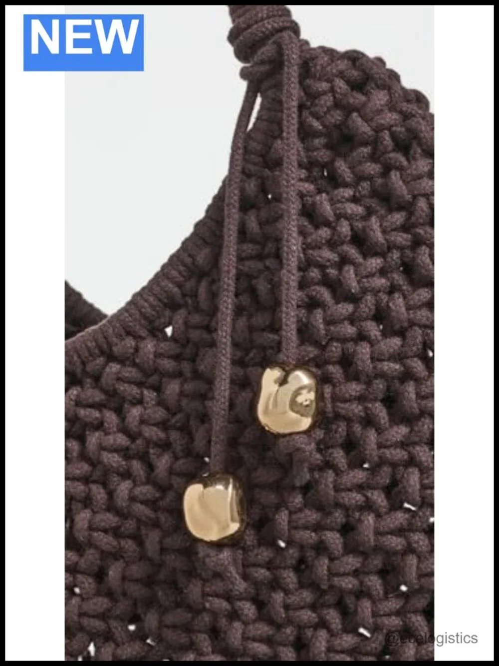 Madewell Large Rope Pouchette Knit Hobo Bag Gold Beads 13in